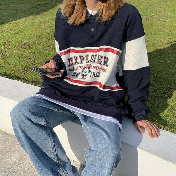 90's Explorer Y2K Sweatshirt - Vintage Grunge Aesthetic Top