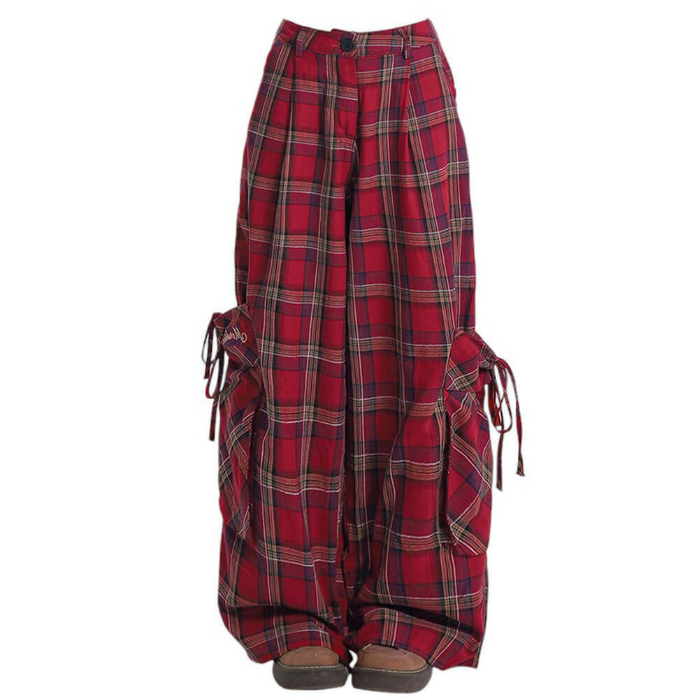 90's Grunge Aesthetic Plaid Cargo Pants for Y2K Style Lovers