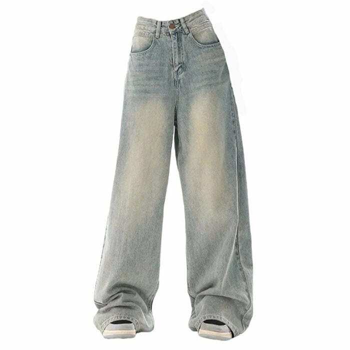 90's Light Wash Baggy Jeans for Y2K Aesthetic and Grunge Style Outfits