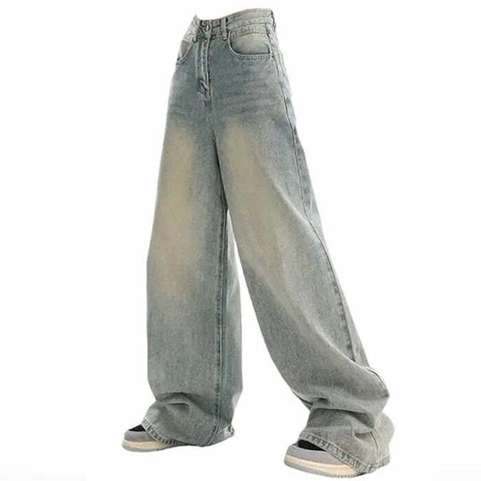 90's Light Wash Baggy Jeans for Y2K Aesthetic and Grunge Style Outfits