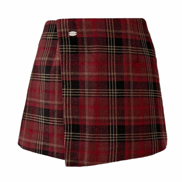 About A Girl Y2K Grunge Plaid Wrap Skirt for Aesthetic Outfits