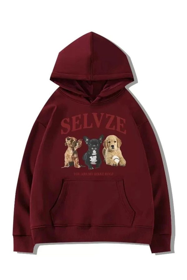 Adorable Fall Puppy Graphic Hoodie for Y2K Aesthetic Lovers