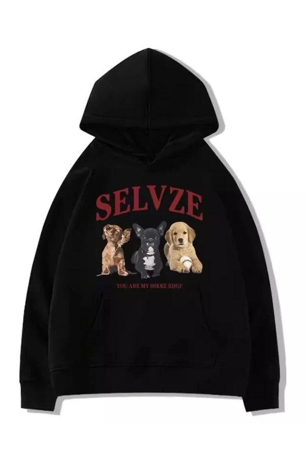 Adorable Fall Puppy Graphic Hoodie for Y2K Aesthetic Lovers