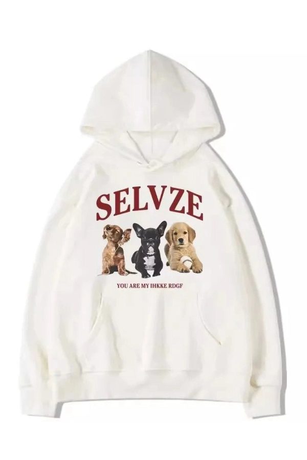 Adorable Fall Puppy Graphic Hoodie for Y2K Aesthetic Lovers