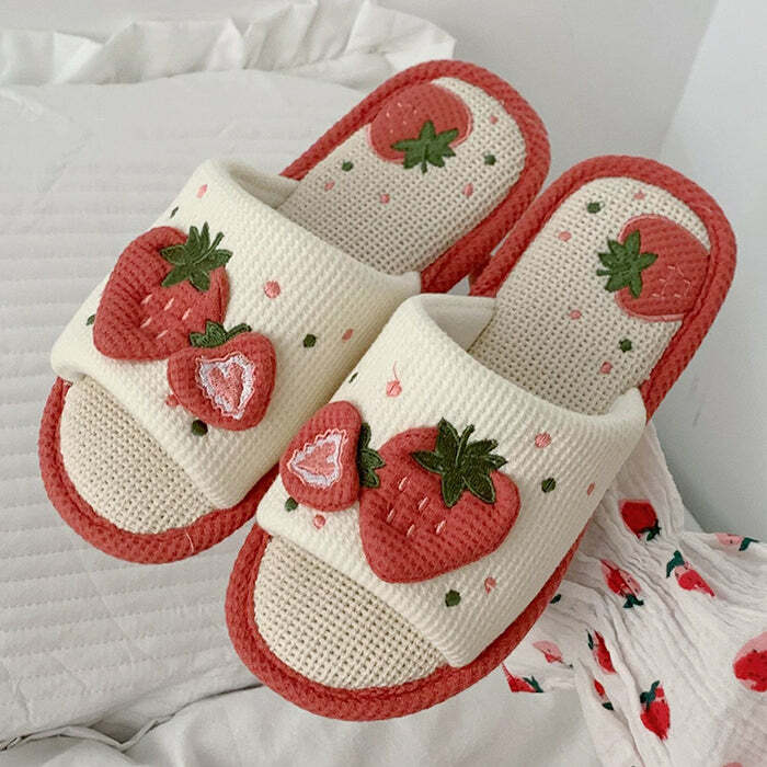 Adorable Strawberry Slippers for Y2K Aesthetic and Cozy Vibes