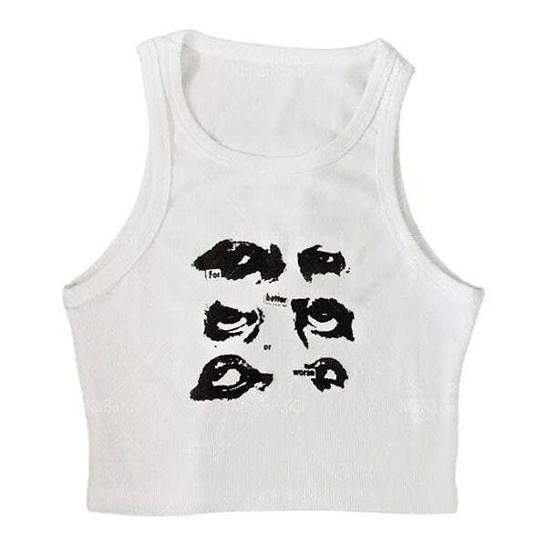 Aesthetic Eyes Tank Top - Y2K Fashion Cute Top for Coquette Style