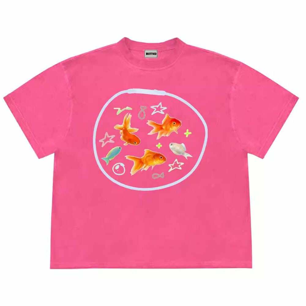 Aesthetic Goldfish Graphic Tee for Y2K Fashion Lovers and Cute Outfits