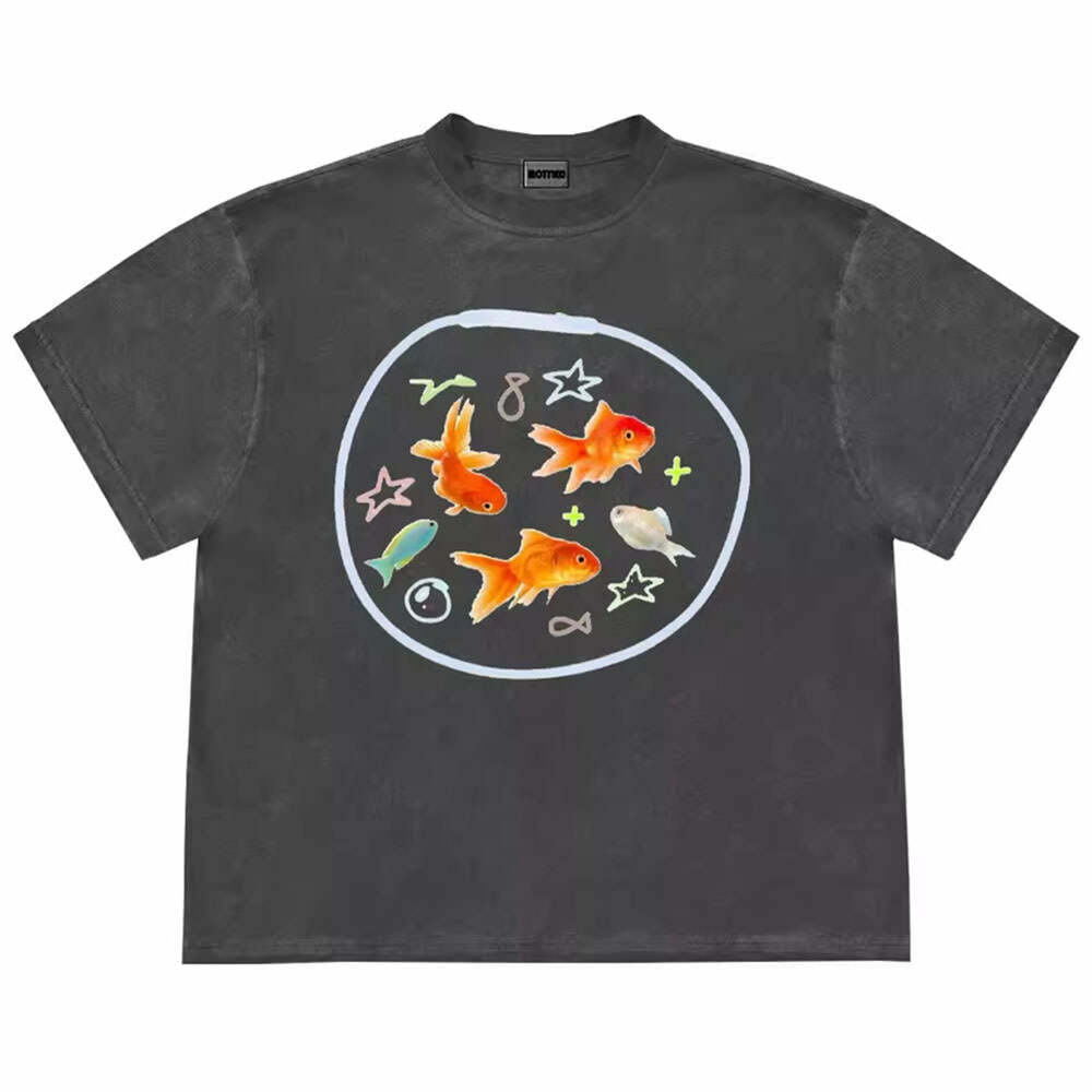 Aesthetic Goldfish Graphic Tee for Y2K Fashion Lovers and Cute Outfits