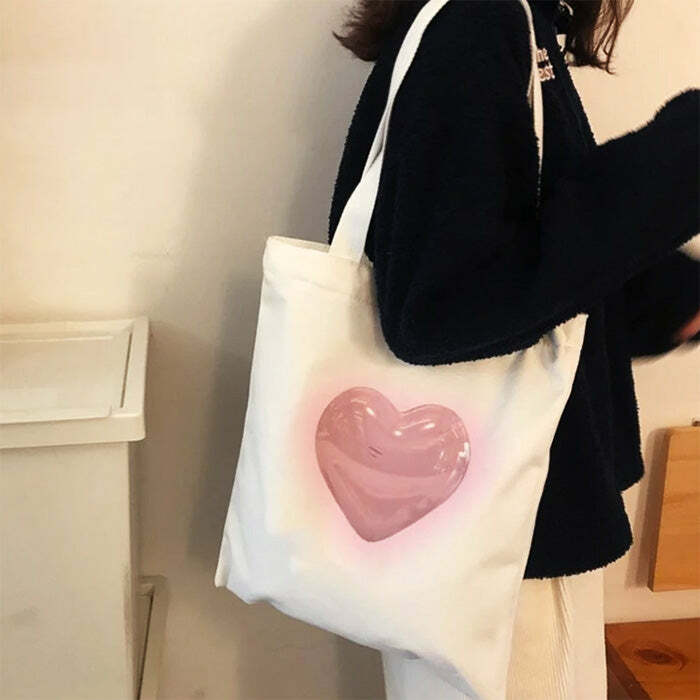 Aesthetic Heart Tote Bag - Y2K Style for Coquette and Grunge Aesthetics