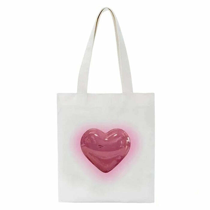 Aesthetic Heart Tote Bag - Y2K Style for Coquette and Grunge Aesthetics