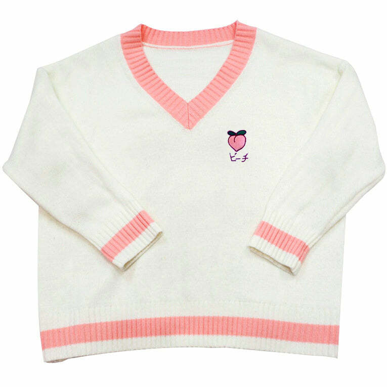 Aesthetic Peach Y2K Jumper for Cozy Fall Vibes and Cute Outfits