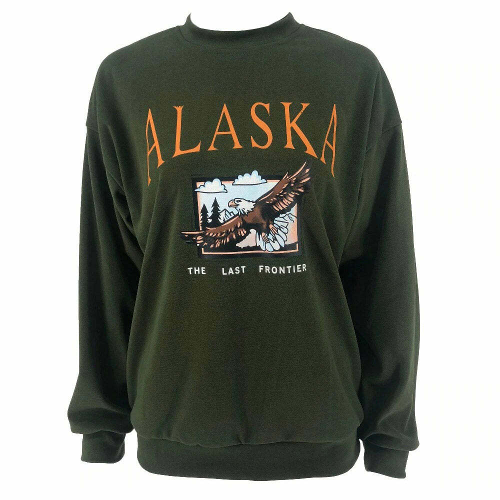 Alaska Print Y2K Hoodie - Cozy Aesthetic Top for Trendy Outfits