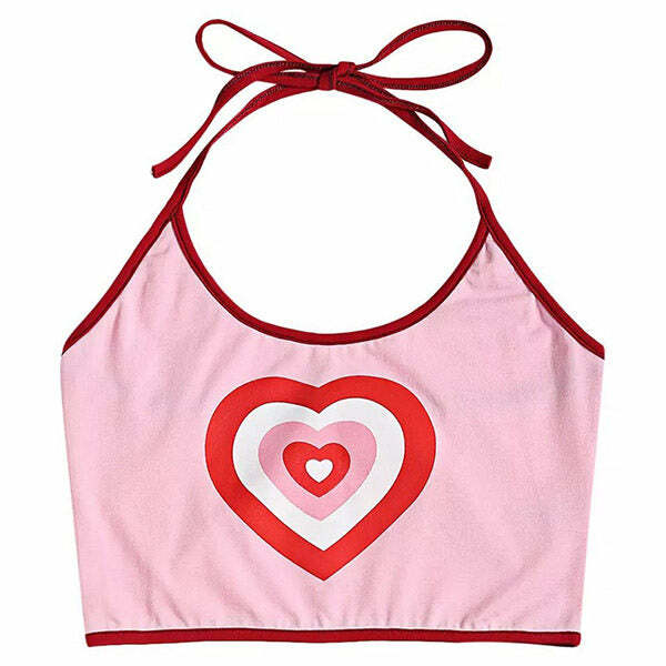 All You Need Is Love Y2K Halter Top - Cute Coquette Aesthetic Style