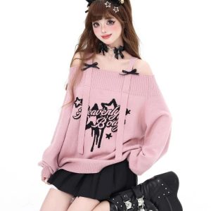 Angelic Rebel Y2K Sweater: Embrace Coquette Aesthetic & Grunge Style