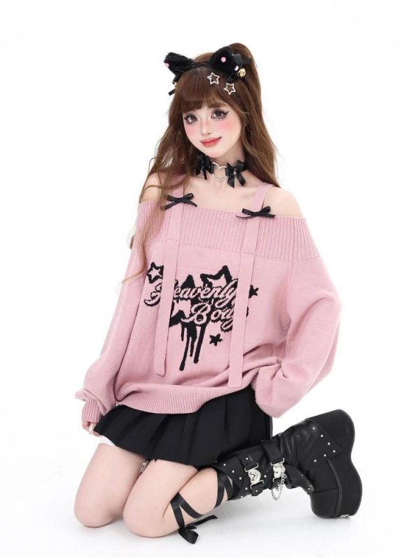 Angelic Rebel Y2K Sweater: Embrace Coquette Aesthetic & Grunge Style