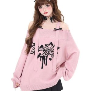 Angelic Rebel Y2K Sweater: Embrace Coquette Aesthetic & Grunge Style