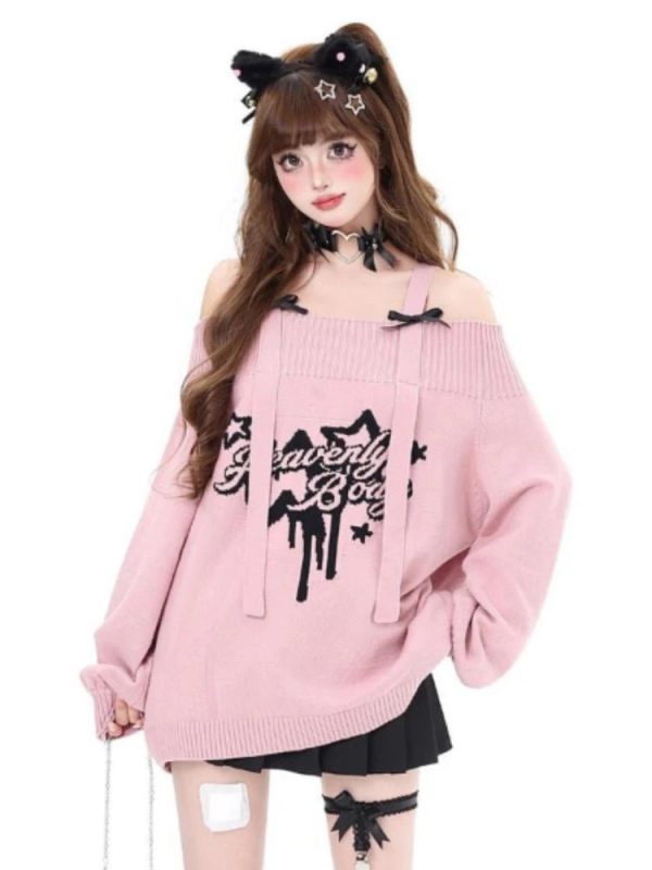 Angelic Rebel Y2K Sweater: Embrace Coquette Aesthetic & Grunge Style