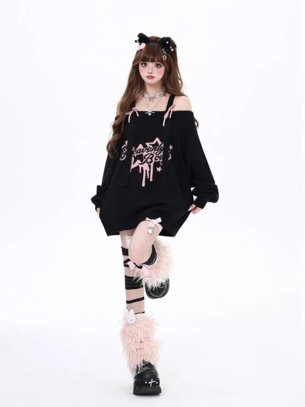 Angelic Rebel Y2K Sweater: Embrace Coquette Aesthetic & Grunge Style