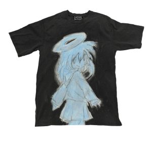 Angelic Sketch Oversized T-Shirt in Y2K Aesthetic for Comfy Style