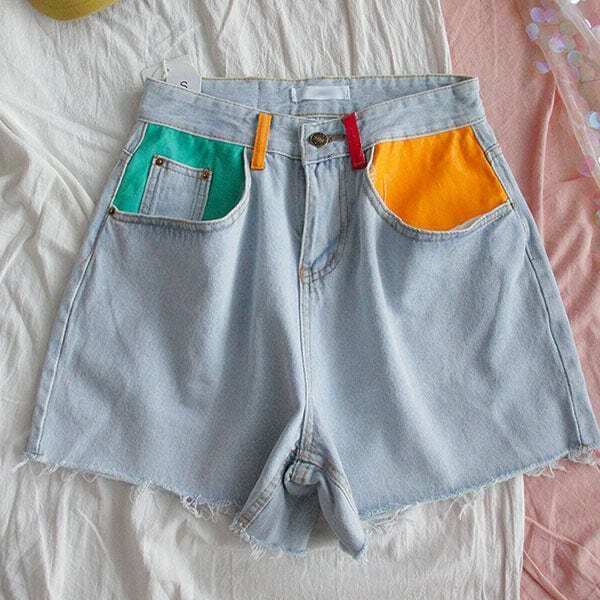 Artsy Denim Shorts for Y2K Aesthetic and Grunge Style Outfits