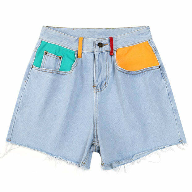 Artsy Denim Shorts for Y2K Aesthetic and Grunge Style Outfits