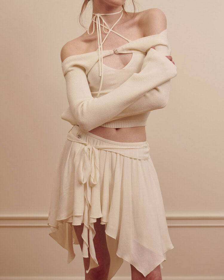 Asymmetrical Balletcore Skirt - Y2K Aesthetic & Coquette Style