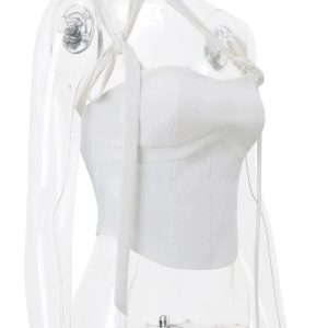 Asymmetrical Bow-Tie Corset Top for Y2K Aesthetic and Coquette Style