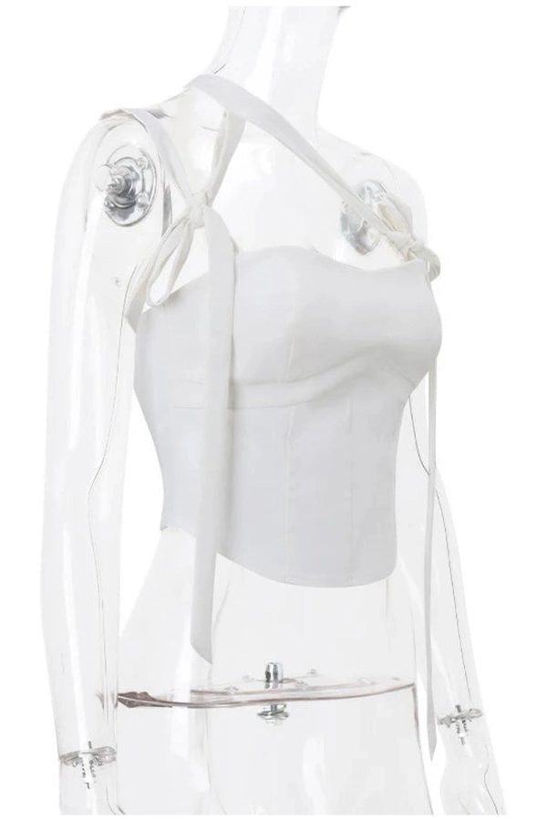 Asymmetrical Bow-Tie Corset Top for Y2K Aesthetic and Coquette Style