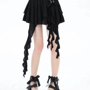 Asymmetrical Bowknot Fairy Skirt - Y2K Aesthetic Cute Skirt for Stylish Looks