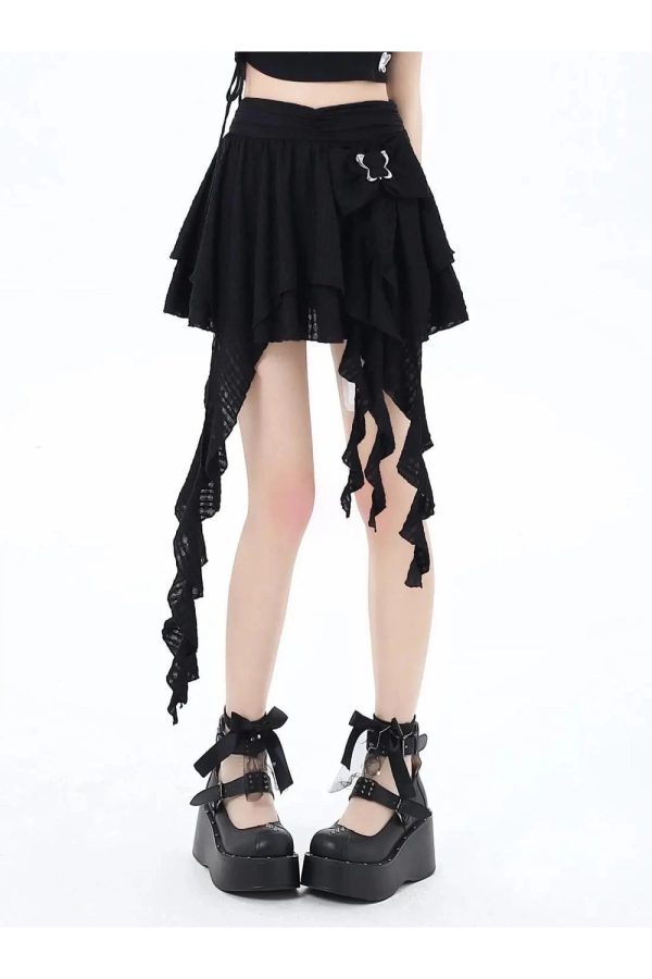 Asymmetrical Bowknot Fairy Skirt - Y2K Aesthetic Cute Skirt for Stylish Looks