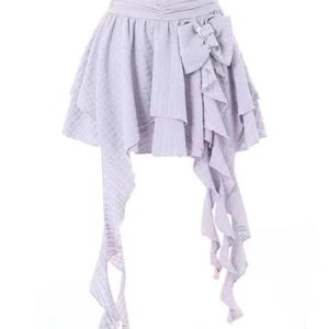 Asymmetrical Bowknot Fairy Skirt - Y2K Aesthetic Cute Skirt for Stylish Looks