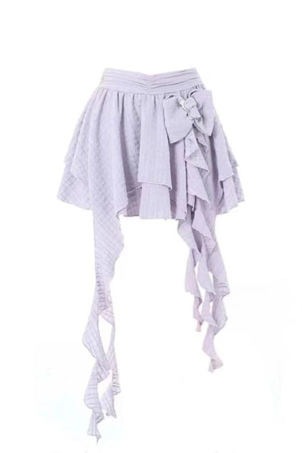 Asymmetrical Bowknot Fairy Skirt - Y2K Aesthetic Cute Skirt for Stylish Looks