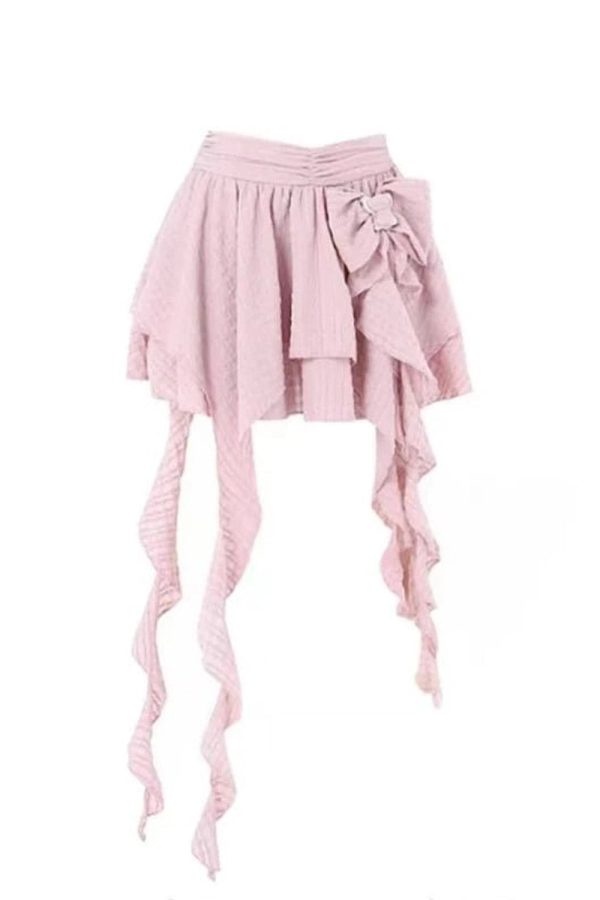 Asymmetrical Bowknot Fairy Skirt - Y2K Aesthetic Cute Skirt for Stylish Looks