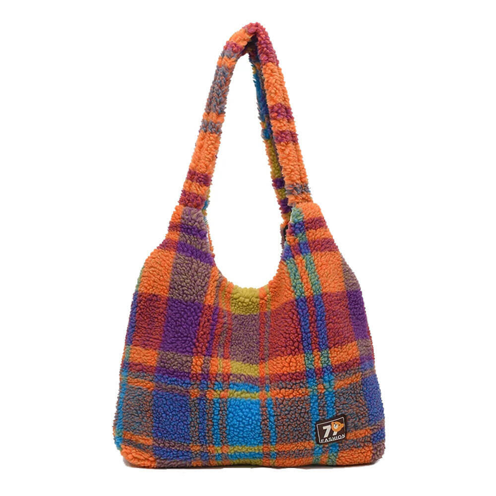 Autumn Vibes Plaid Tote Bag - Y2K Aesthetic for Cozy Outfits