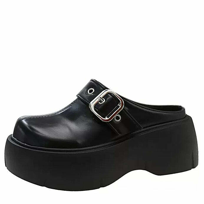 Bad Manners Y2K Chunky Platform Mules for Grunge and Coquette Aesthetic