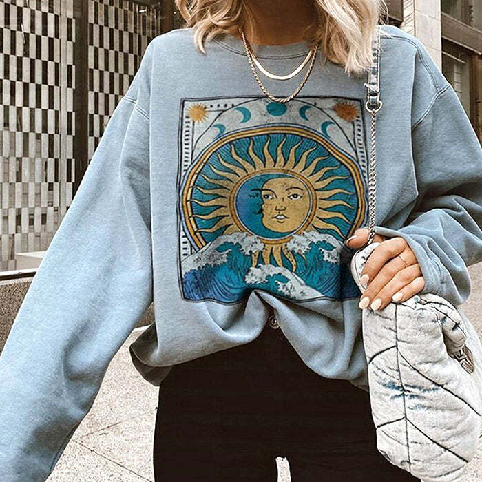 Balance of Sun & Moon Y2K Aesthetic Sweatshirt for Cozy Style