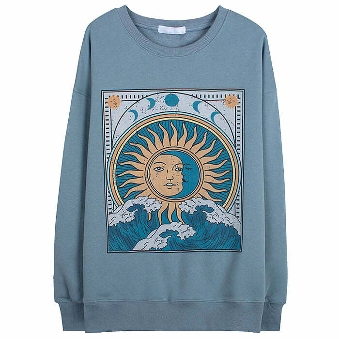 Balance of Sun & Moon Y2K Aesthetic Sweatshirt for Cozy Style