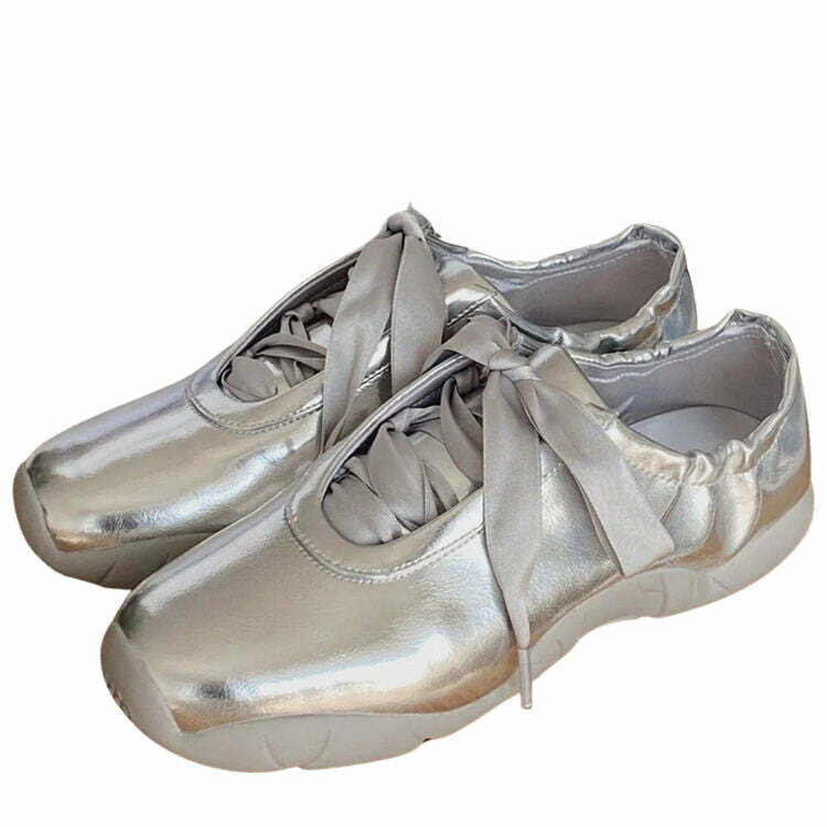 Balletcore Aesthetic Satin Bow Sneakers for Y2K and Coquette Style