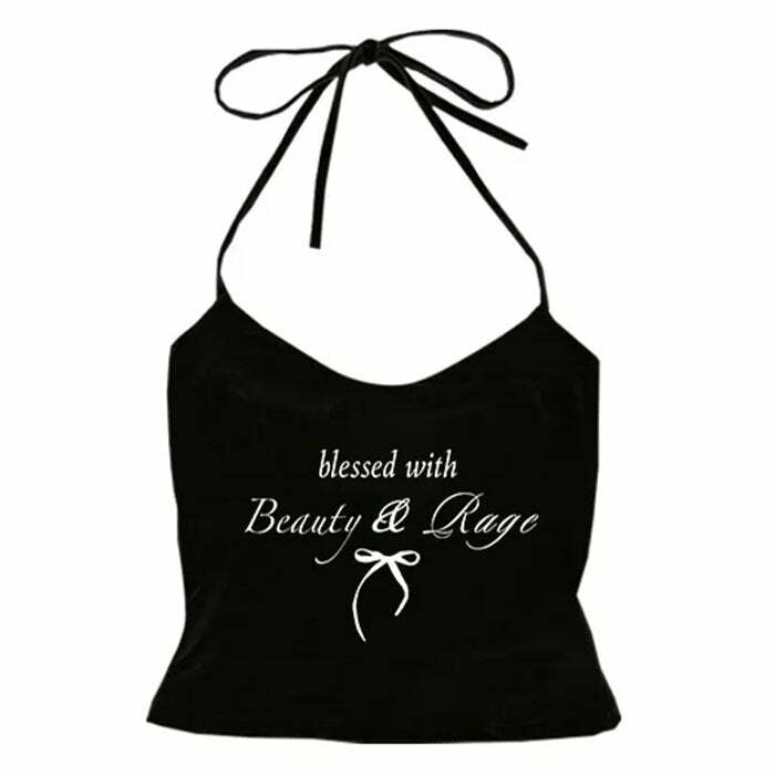 Beauty & Rage Y2K Halter Top - Trendy Coquette Aesthetic Fashion