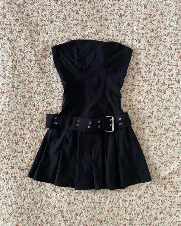 Belted Corset Mini Dress in Y2K Style for a Chic Coquette Aesthetic