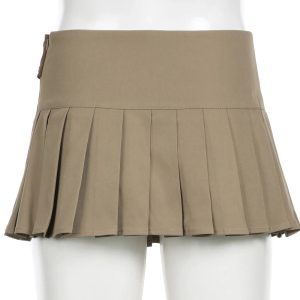 Belted Pleated Mini Skirt in Y2K Style for Chic Aesthetic Outfits