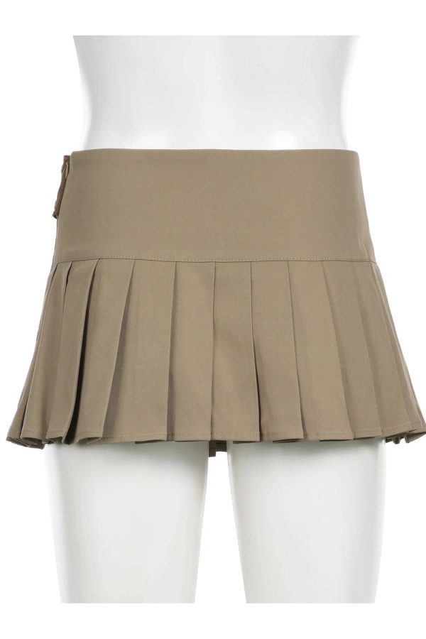 Belted Pleated Mini Skirt in Y2K Style for Chic Aesthetic Outfits