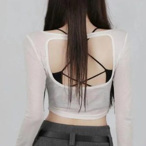 Black Rose Sheer Layered Top - Y2K Aesthetic Cute Layering Piece