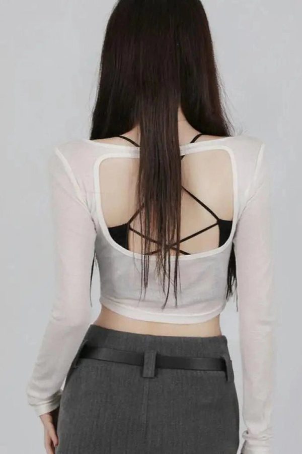 Black Rose Sheer Layered Top - Y2K Aesthetic Cute Layering Piece