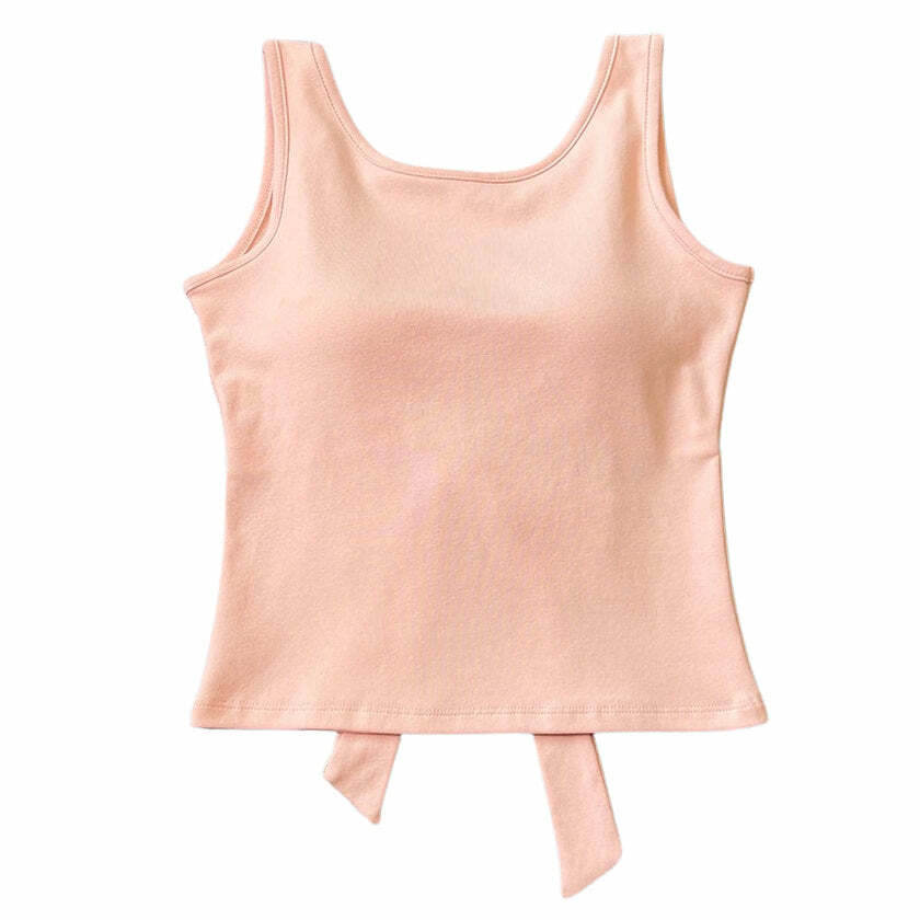 Blush Built-In Cup Bow Top - Y2K Fashion Cute Aesthetic Top