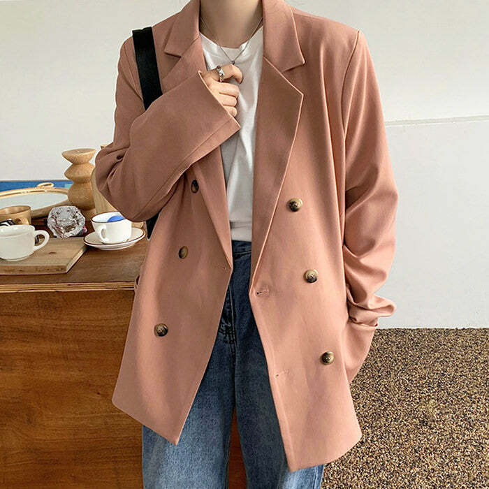 Blush Oversized Jacket - Y2K Fashion Essential for Cozy Aesthetic Outfits