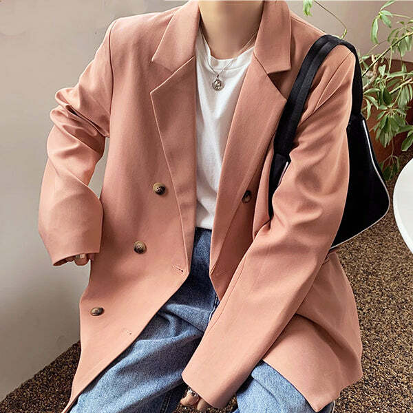 Blush Oversized Jacket - Y2K Fashion Essential for Cozy Aesthetic Outfits