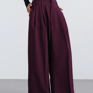 Bordeaux Breeze Y2K Palazzo Pants for Chic Coquette Aesthetic Style