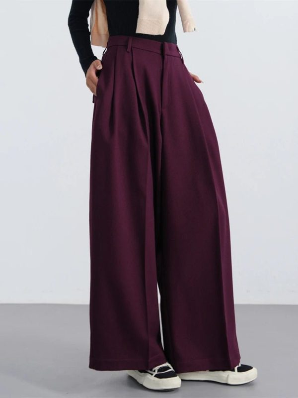 Bordeaux Breeze Y2K Palazzo Pants for Chic Coquette Aesthetic Style