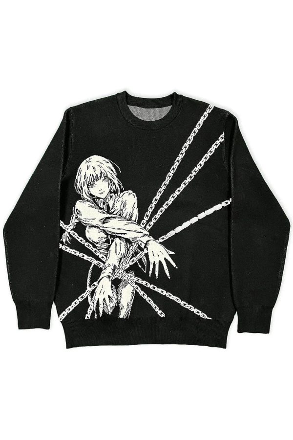 Bound Soul Y2K Graphic Sweater - Embrace Grunge Aesthetic Style